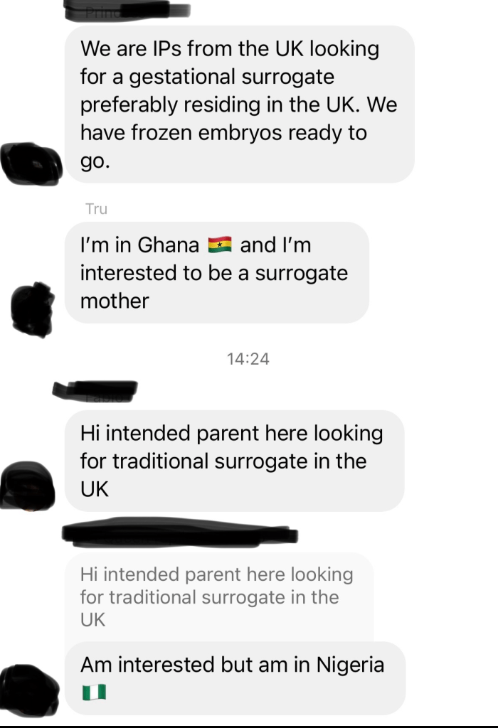 Screenshot showing women from Ghana and Nigeria responding.